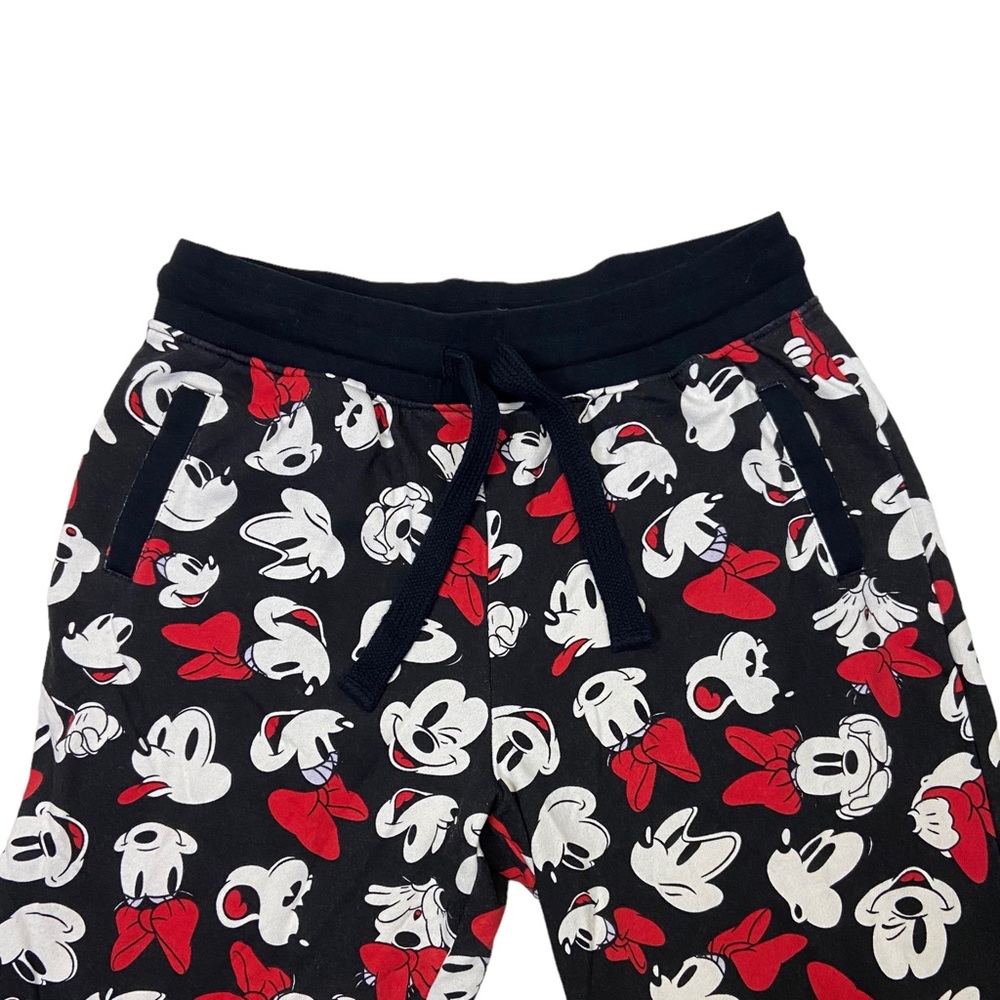 Disney Parks All Over Print Mickey + Minnie Character Jogger L Red Black